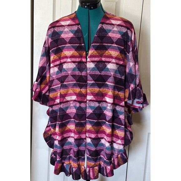 Heimish U.S.A. Open Front Knit Top High Low Stretch Polyester Blend Women Size L - Picture 4 of 14